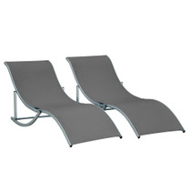 Set od 2 sklopive ležaljke za sunčanje, aluminijum, tamnosiva