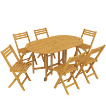 Set vrtnog namještaja stol 150 × 90 × 74 cm i 6 sklopivih stolica, akacija