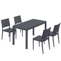 Set vrtnog namještaja, stol i 4 stolice na slaganje, 141,5 × 70,5 × 74,5 cm, tamnosiva