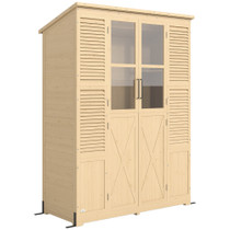 Vrtni ormar s 6 polica i duplim vratima 147 × 68 × 198 cm, boja drveta