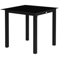 Vrtni stol za 4 osobe 80 × 80 × 74 cm, crni, aluminij i kaljeno staklo