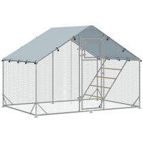 Kokošinjac s ogradom za 6–8 kokoši 300 × 200 × 195 cm, srebrni