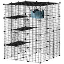 Ograda za mačke s 4 nivoa 105 × 105 × 140 cm, crna