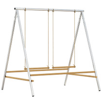 Igralište za kokoši s 2 ljuljačke i 4 prečke 102 × 87 × 110 cm, srebrna/drvo