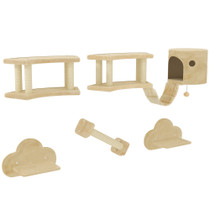 Set za penjanje za mačke 5 dijelova, zidna montaža, 133 × 34 × 28 cm, bež