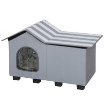 Kućica za mačke s platformom i skidivim krovom 70 × 43 × 45 cm, siva
