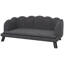 Sofa za pse s naslonom i drvenim nogama, skidljiva presvlaka, tamnosiva