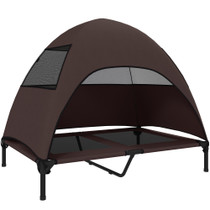 Podignut krevet za pse s nadstrešnicom 106 × 76 × 99 cm, boja kafe