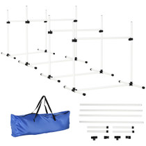 Agility set za pse s 4 prepone podesive visine i torbom, bijeli