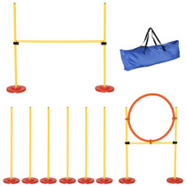 Agility set za pse s preprekom, slalomom i obručem za skakanje, žuti