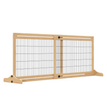 Ograda za pse podesiva 180 × 36 × 69 cm, prirodno drvo i crna
