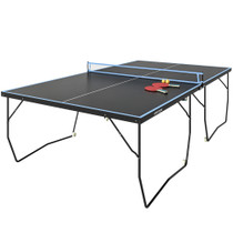 Stol za stoni tenis sklopiv, s 8 točkića i čeličnim okvirom, crni