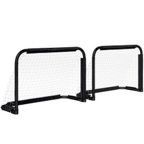 Set od 2 sklopiva mini fudbalska gola s metalnim okvirom, crni