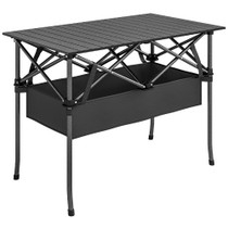 Sklopivi stol za kampovanje s mrežastom policom 93 × 55 × 68 cm, crni