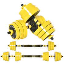 Set podesivih bučica i šipke 3 u 1, 25 kg, žuto-crni