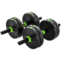 Set podesivih bučica 3 u 1, 15 kg, s ravnom i EZ šipkom, zelena