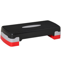 Aerobik stepper s podesivom visinom 10 i 15 cm, crni, sivi i crveni