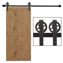 Set okova za klizna vrata rustikalni, ugljenični čelik, do 90 kg, crni