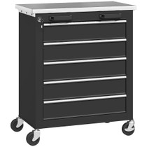 Kolica za alat s 5 ladica 65,5 × 34,5 × 76 cm, crno-srebrna