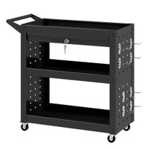 Kolica za alat s 3 police i ladicom 78 × 35 × 73 cm, crna