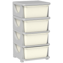 Organizator za igračke s 4 ladice 37 × 37 × 76 cm, krem bijeli