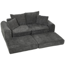 Modularna ugaona sofa na razvlačenje od šenila, tamno siva