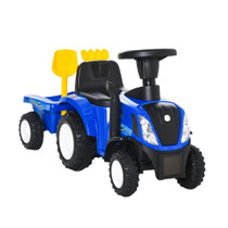 Dječiji traktor guralica s prikolicom, sirenom i priborom za pijesak, plavi