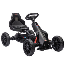 Dječiji go-kart na pedale s ručnom kočnicom i podesivim sjedištem, crni