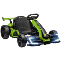 Dječiji električni go-kart s drift funkcijom i podesivim sjedištem, zeleno-crni