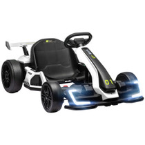 Dječiji električni go-kart s drift funkcijom, do 12 km/h, bijelo-crni