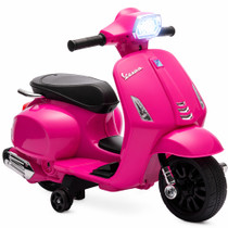 Dječiji električni motocikl s pomoćnim točkićima, farom i sirenom, roze