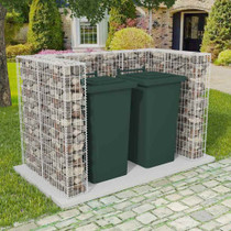 Gabionska ograda za dvije kante za otpad čelična 180x100x120 cm Gabionska ograda za dvije kante za otpad čelična 180x100x120 cm