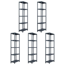 Stalci za pohranu 5 kom crni 125 kg 60 x 30 x 180 cm plastični Stalci za pohranu 5 kom crni 125 kg 60 x 30 x 180 cm plastični