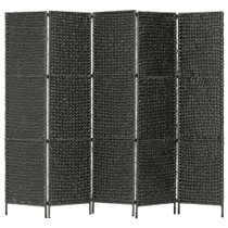 Sobna pregrada s 5 panela crna 193 x 160 cm od vodenog zumbula Sobna pregrada s 5 panela crna 193 x 160 cm od vodenog zumbula