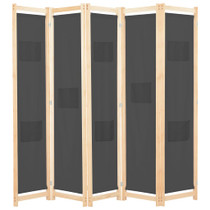 Sobna pregrada s 5 panela od tkanine 200 x 170 x 4 cm siva Sobna pregrada s 5 panela od tkanine 200 x 170 x 4 cm siva