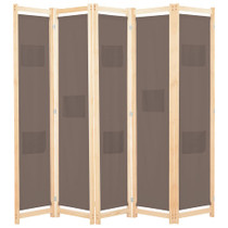 Sobna pregrada s 5 panela od tkanine 200 x 170 x 4 cm smeđa Sobna pregrada s 5 panela od tkanine 200 x 170 x 4 cm smeđa