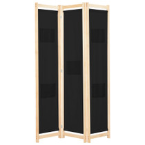 Sobna pregrada s 3 panela od tkanine 120 x 170 x 4 cm crna Sobna pregrada s 3 panela od tkanine 120 x 170 x 4 cm crna