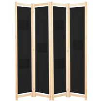 Sobna pregrada s 4 panela od tkanine 160 x 170 x 4 cm crna Sobna pregrada s 4 panela od tkanine 160 x 170 x 4 cm crna