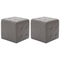Noćni ormarići od umjetne kože 2 kom sivi 30 x 30 x 30 cm Noćni ormarići od umjetne kože 2 kom sivi 30 x 30 x 30 cm
