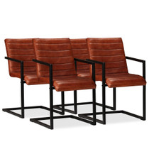 Blagovaonske stolice od prave kože 4 kom smeđe (2x245658)