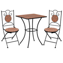 3-dijelni mozaični bistro set s keramičkim pločicama boje cigle