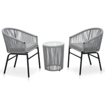 3-dijelni bistro set s jastucima od PVC ratana antracit