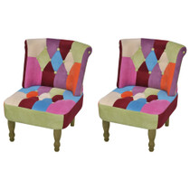 Francuske stolice od tkanine 2 kom patchwork dizajn Francuske stolice od tkanine 2 kom patchwork dizajn