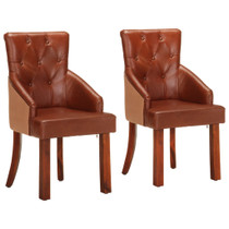 Blagovaonske stolice od prave kozje kože 2 kom smeđe