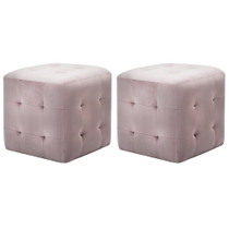 Noćni ormarići 2 kom rozi 30 x 30 x 30 cm od baršunaste tkanine Noćni ormarići 2 kom rozi 30 x 30 x 30 cm od baršunaste tkanine