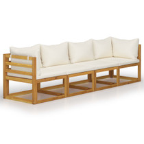 3057639 4-Seater Garden Sofa with Cushion Cream Solid Acacia Wood (2x311857)