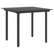 Vrtni blagovaonski stol crni 80 x 80 x 74 cm od Äelika i stakla Vrtni blagovaonski stol crni 80 x 80 x 74 cm od Äelika i stakla