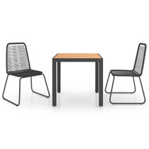 3-dijelni vrtni blagovaonski set od PVC ratana crno-smeđi
