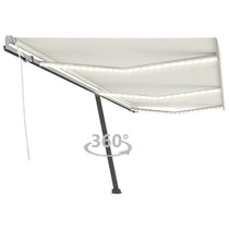 Tenda na ručno uvlačenje s LED svjetlima 600 x 350 cm krem