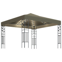 Sjenica s LED svjetlosnim trakama 3 x 3 m smeđe-siva